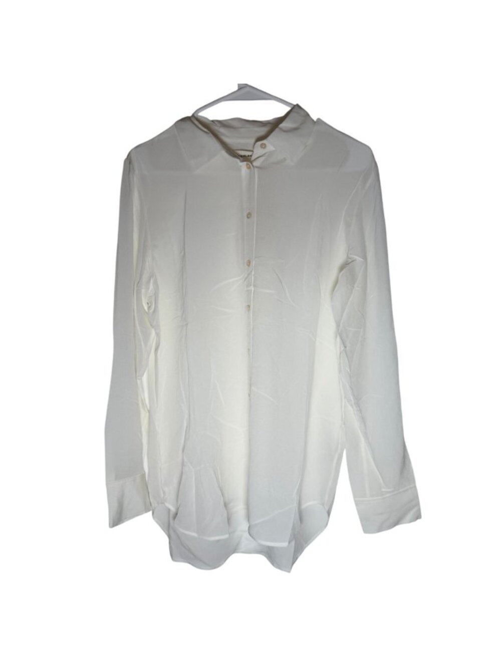 Everlane The Clean Silk Relaxed Shirt Women's Size 10 in Off White New W/ Tags! - Picture 2 of 6